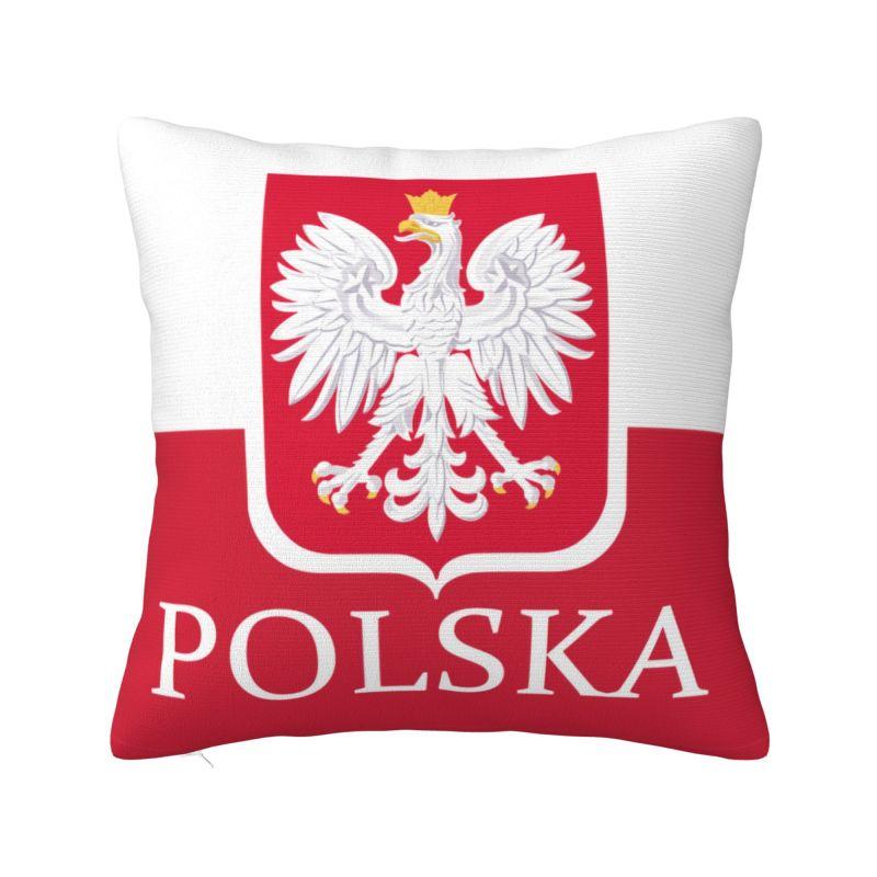 

Custom Nordic Polska Polish Flag Cushion Cover for Sofa Velvet Poland Flag Pillow Case Living Room Decoration 30x30cm 12x12in