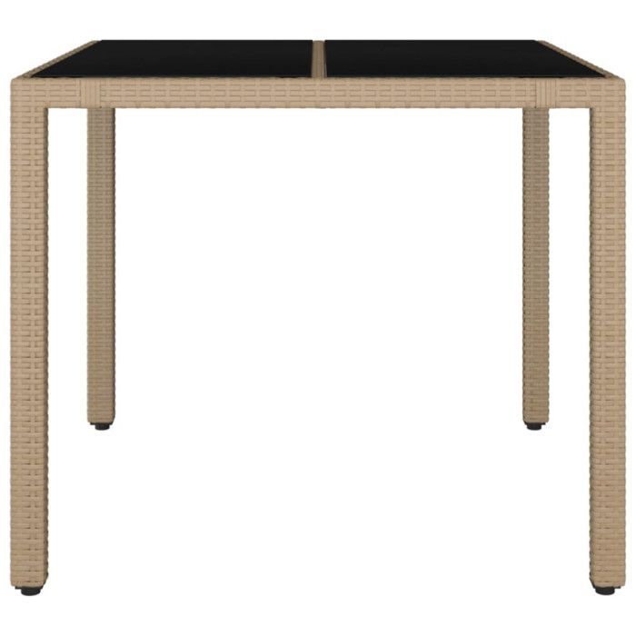 VidaXL Table de jardin plateau en verre Résine tressée verre trempé 319550