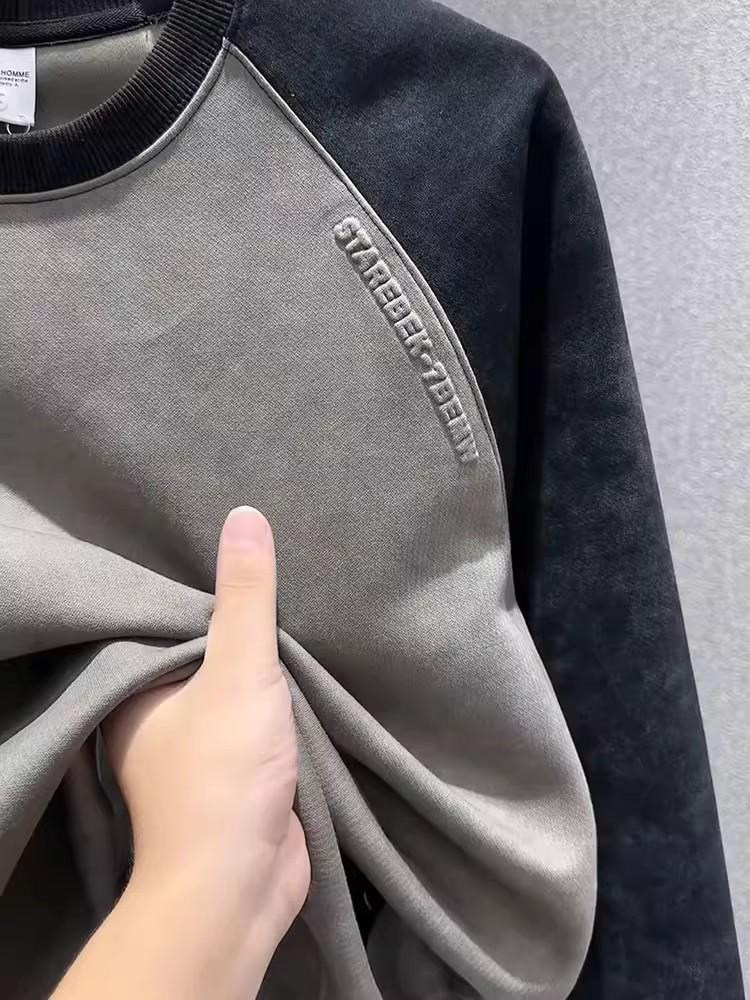 2025 Men's Korean Style Fleece Hoodie: Trendy Autumn/Winter Long Sleeve Pullover