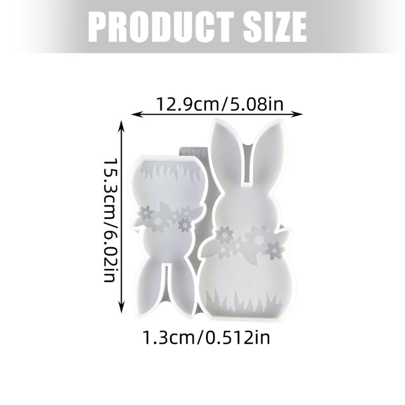 Rabbits Shaped Silicone Mould Heat Resistant Easy Cleaning Detailed Easters Candle Making Supplies