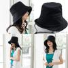 QUEENHEAD UV Protection Hat with Linen Poly Wide UV Big Size Black Drawstring, Brim, Brim, Protection, Women's, (63cm) -