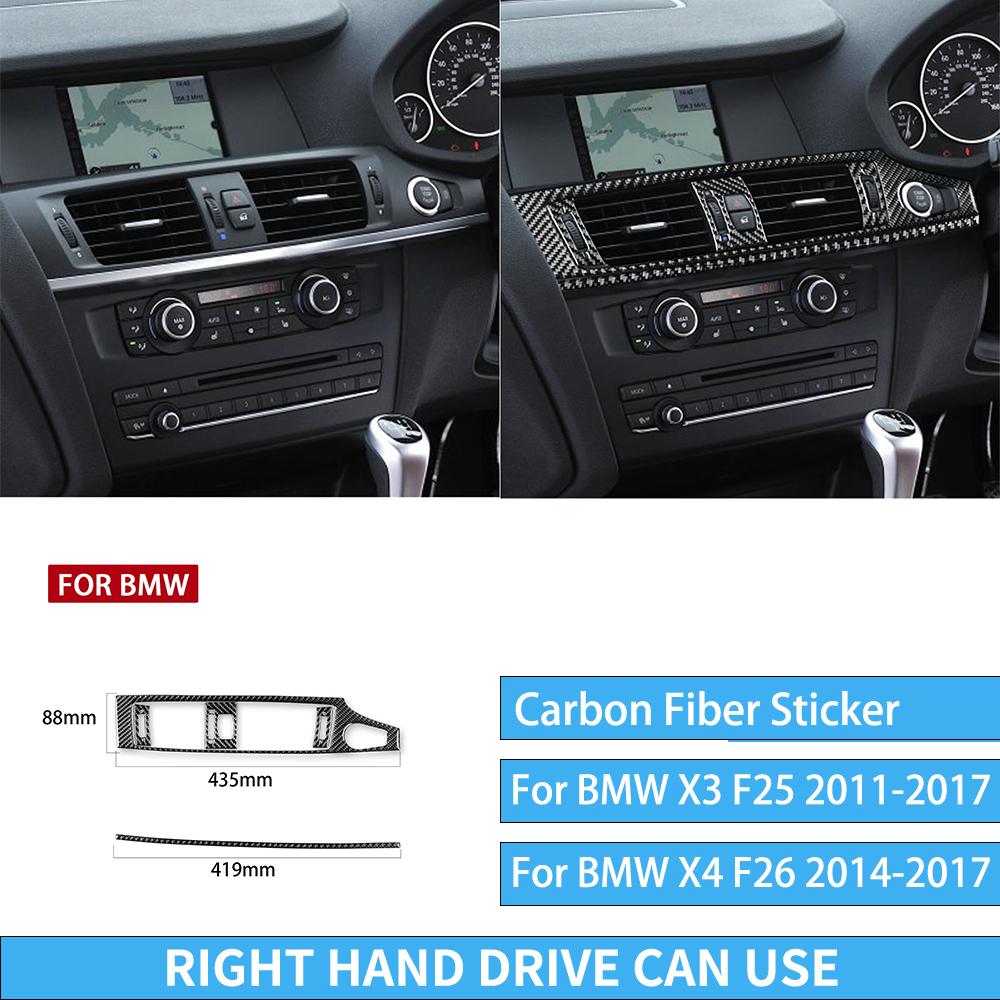 For BMW X3 F25 2011-2017 For X4 F26 2014-2017 Accessories Interior Dashboard Gear Outlet Full Set Kit Carbon Fiber Cover Sticker