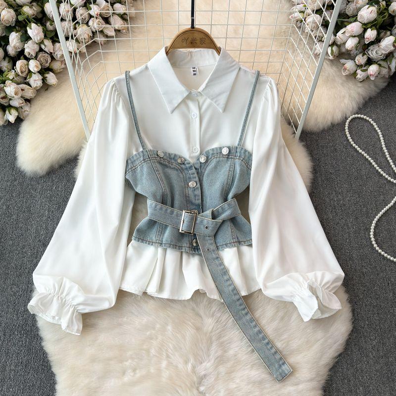 Age-Reducing Retro Denim Vest Loose Two-Piece Suit Sling