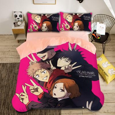 Japan Berühmte Anime Bettbezug Sets Jujutsu Kaisen Bettwäsche Set Jungen 3D Gedruckter Bettdeckenbezug Sukuna Schlafzimmerdekoration