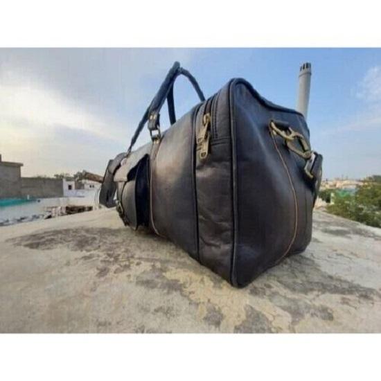 Gym Weekend Top-Quality Black Leather  Men Travel Bag Genuine Duffel Luggage