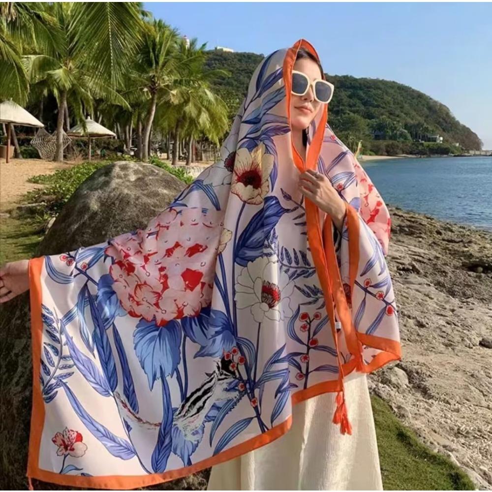 Chaka Salt Lake Great Northwest Tourism Ethnic Style Scarf Silk Scarf Women'S Summer Seaside Beach Shawl Sunscreen Thin