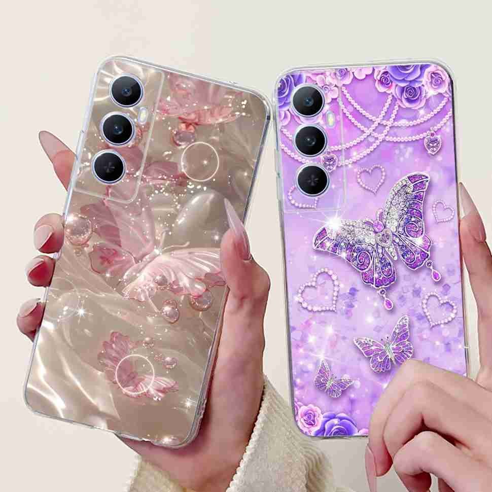 For Realme C65 Case Cute Cartoon Butterfly Cover Soft Silicone Phone Case Fundas For Realme C 65 C65 RealmeC65 4G Bumper