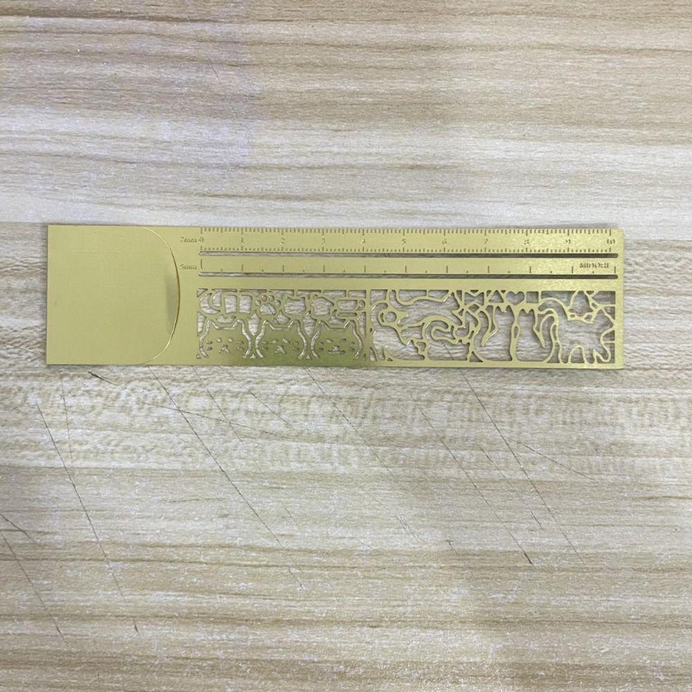 Precision Cat Pattern Ruler Double-Sided Metal Bookmark Cat Template Ruler  Planning Book