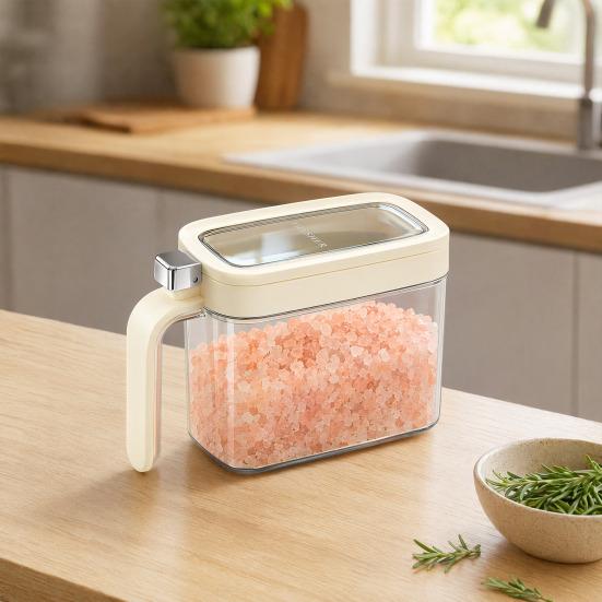 Spice Jars for Kitchen, Clear Seasoning Containers with Flip Lid And Spoon, Airtight Salt Sugar Storage Bottle, Multipurpose Condiment Organizer