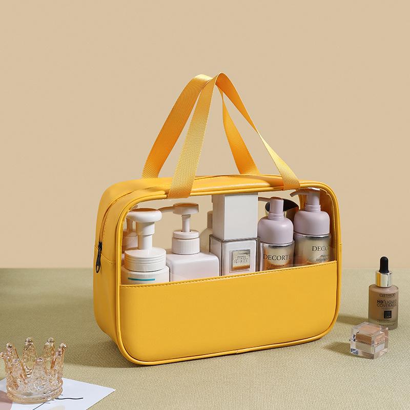 New PVC Makeup Bag - Semi-Transparent Waterproof Travel Toiletry Bag Large Capacity Pouch for Bathroom Essentials & on-the-Go