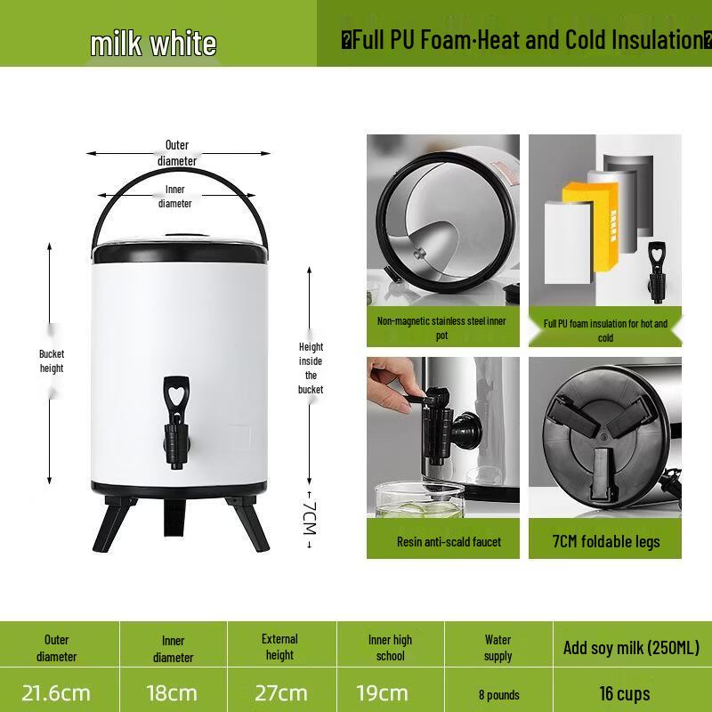 JingJingRS Commercial Double-Layer Insulated Milk Tea Bucket
