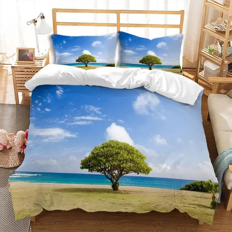 

Comforter Natural Landscape Single Twin King Tree Beach Bedding Set Microfiber Comforter For Girl Teen Room Decor Comforter (quilt)-EU Single(135*200cm)3pcs