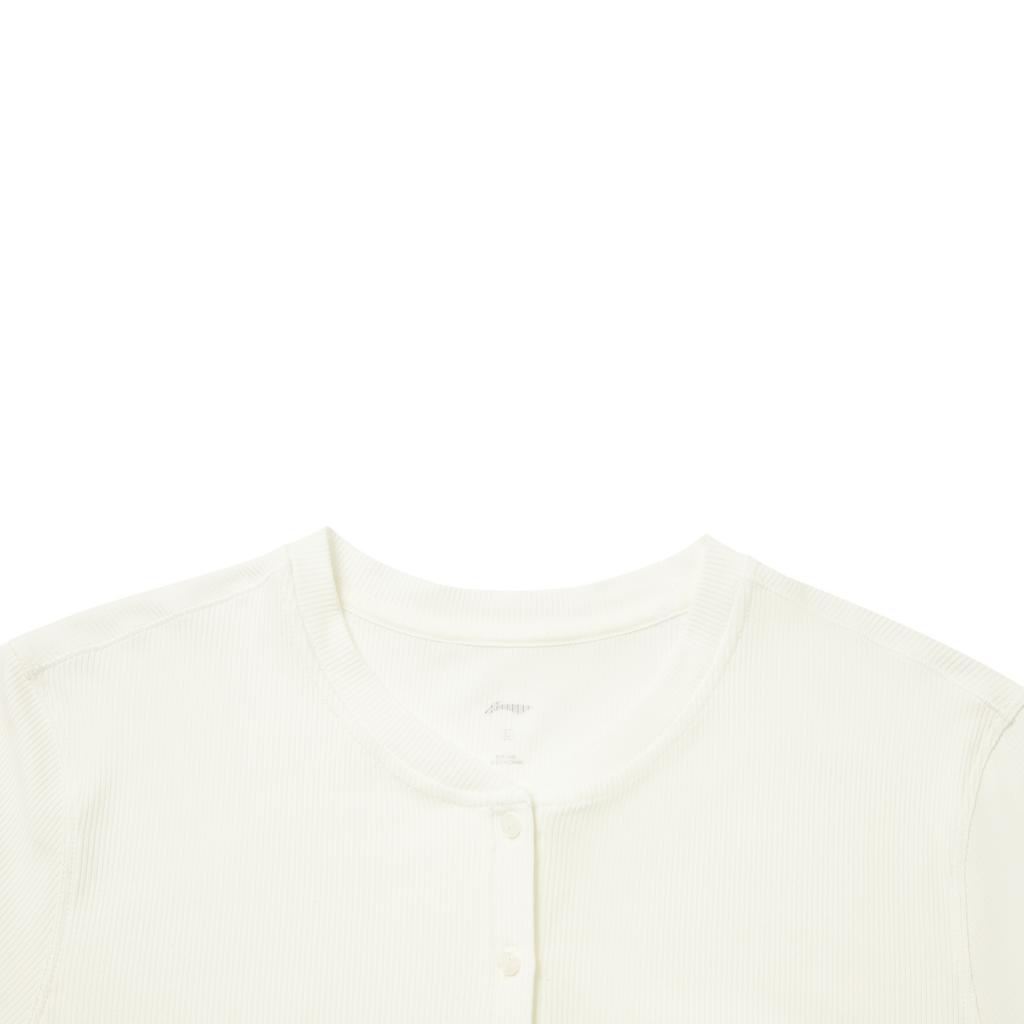 Li Ning Fitness Series Round Neck Logo Stitching Button T-Shirt Women tops ATLW096-1