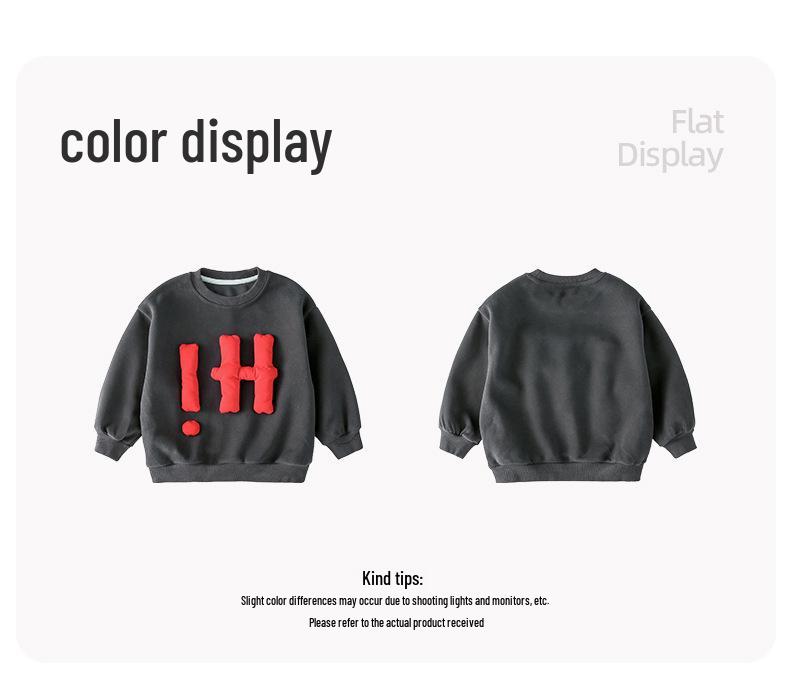 Fairy Tale Memory 2025 Spring/Autumn Kids' Grey Sweatshirt with 3D Letter Applique