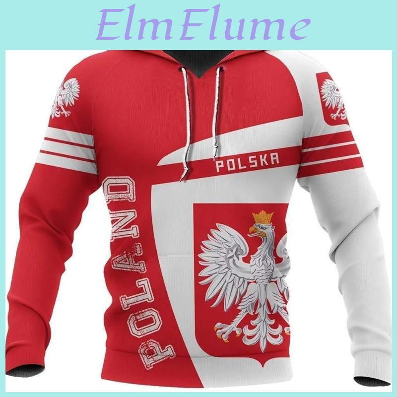 Polen Fahne Druck Emblem 3D Hoodies Polnisches Spirituelles Totem Grafik Kapuzenpullover Kinder Mode Hip Hop Pullover Kleidung Oberteil