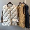 Winter Women's Loose Diamond Pattern Cotton Vest - Sleeveless Korean Style Jacket Cardigan