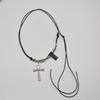 Lederseil Titanstahl Halskette Kreuz Anhänger Choker Kette Lange Pulloverkette Partner Schmuck Ornament Damen Mädchen