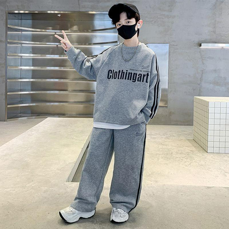 Boys  Autumn Suits, Children s Spring and Autumn Models, Handsome Casual Sportswear, Big Boys, Boys  Sweaters 120 серый