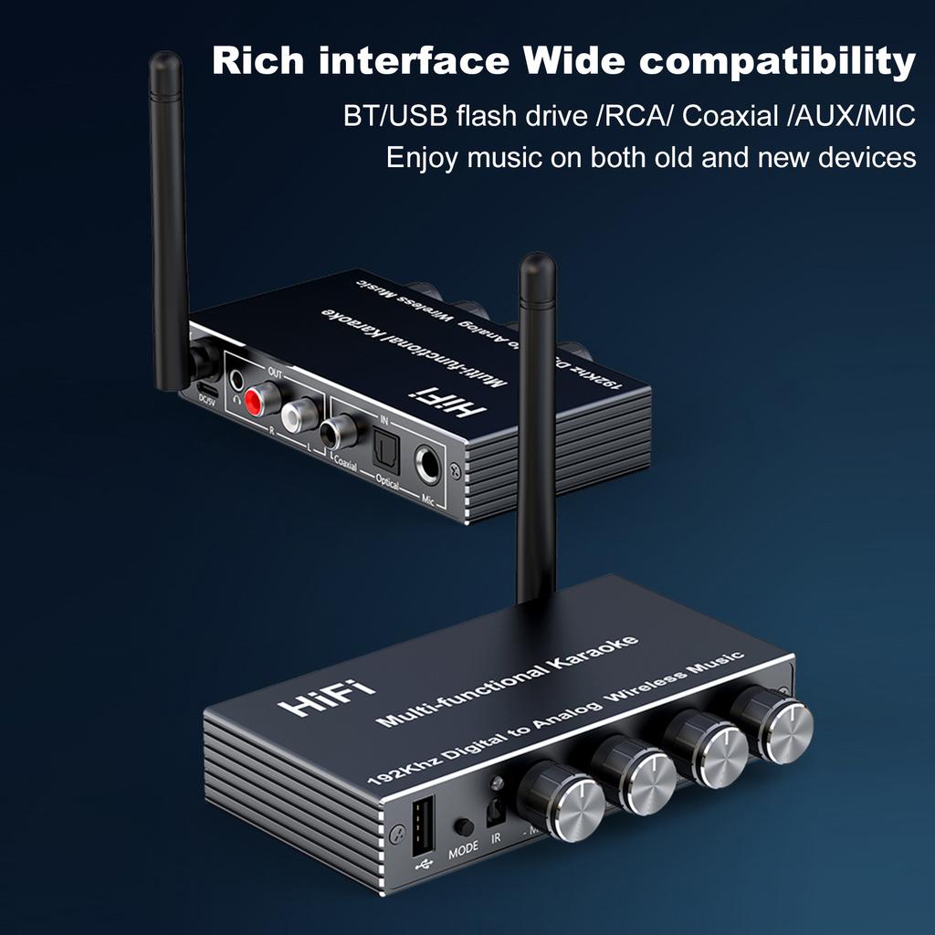 Bluetooth 5.4 Audio Receiver Adapter 3.5mm Aux R/L Wireless Stereo Receiver Transmitter with IR Remote Control U Disk Adapter