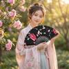 Decorative Folding Fan Plastic Rod Dance Fan Exquisite Flower Handheld Fan  Hanfu Accessories