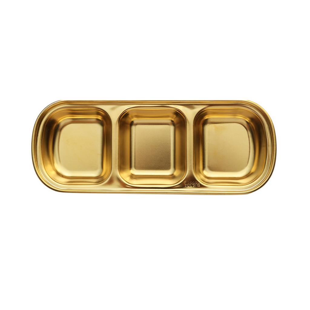 Stainless Steel Seasoning Dish Dipping Bowl Soy Sauce Dish Condiment Tray Square Barbecue Snack Plate Kitchen Tableware