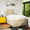 Box Spring Bed with Mattress Cream 120x190 cm Fabric