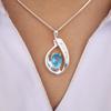 Swiss Blue Topaz Gemstone 925 Sterling Silver Women Jewelry Designer Zircon Pendant 1.4" For Birthday Gift CZP-16-12