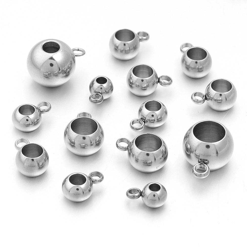 10-20 stuks/partij Roestvrij Staal Spacer Kralen Hanger Charms Sluitingen Oogjes Grote Gat Kralen Voor Sieraden Maken DIY Accessoires
