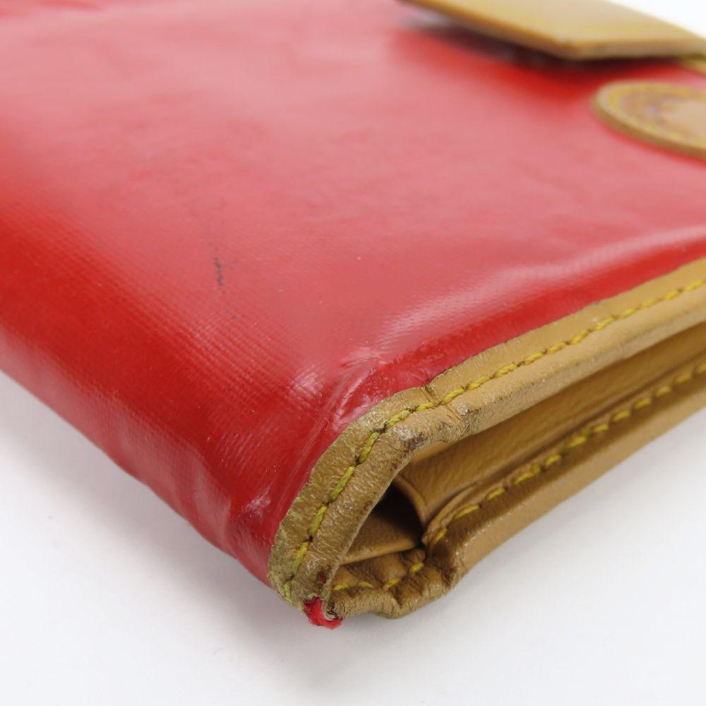 Portofel Bifold HUNTING WORLD Folosit Cruce în luptă/piele Roșu bej Compartiment pentru bancnote