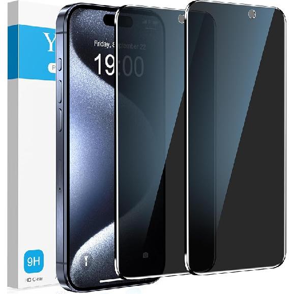 YMHML 2 Pack for iPhone 14 Pro Max Privacy Screen Protector, Upgrade Anti Spy Tempered Glass Privacy Screen for iPhone 14 Pro Max (6.7 Inch), Scratch