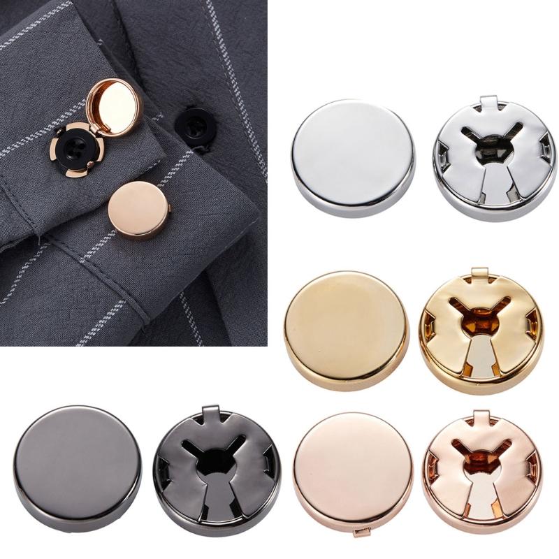 A52E Vintage Brass Button Covers Cufflinks 1 Pair Round Cuff Button Cover Cuff Links Set for Gatherings Daily Wearing