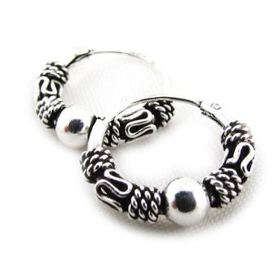 [J3872] - 'Thai' Silver Hoop Earrings 1.2 Cm 2 Mm