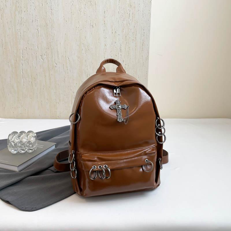 2025 New Backpack Female Punk Style Cross Female Backpack Large Capacity Women's Casual Bag Rivet Backpack Tide