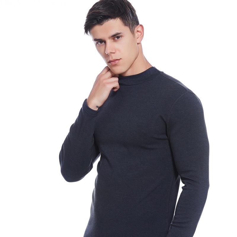 Men's Seamless Polyester Base Layer: No-Pill V-Neck, Round Neck, Mid-High Neck, Warm Autumn Top & Pants