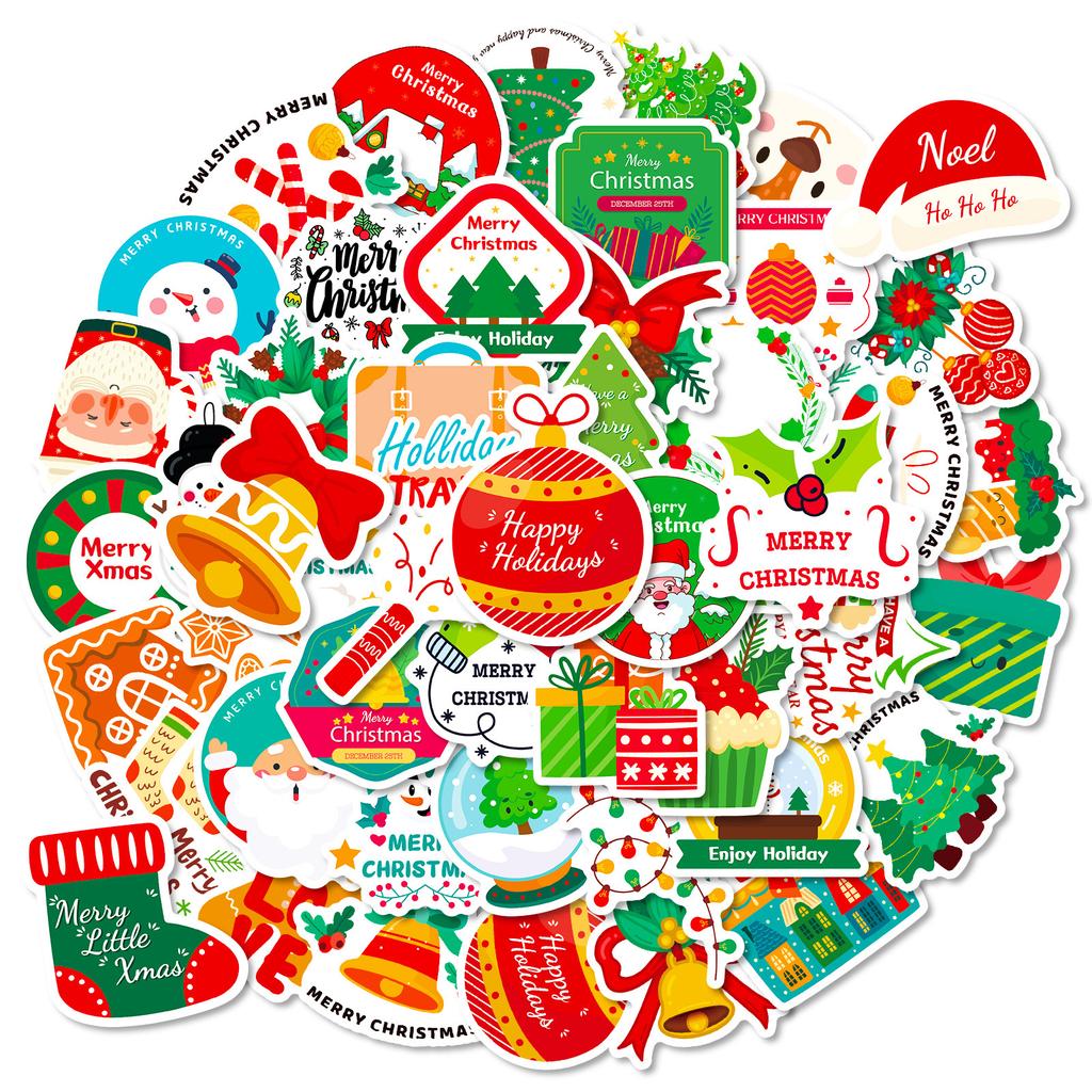 50 Christmas Stickers Christmas Party Diy Window Glass Arrangement Decorative Festive Vibe Stickers