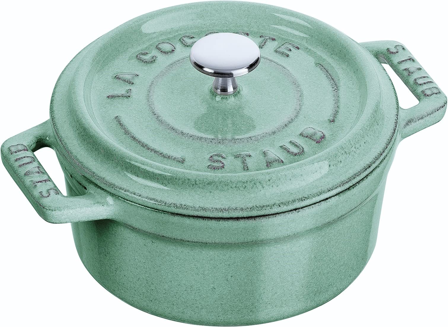 Staub Pico Cocotte Round Sage Green Small Cast Iron Enamel Pot Japanese La Cocotte Round  Mini 10cm  Double-Handled [Official Retailer] 40508-702