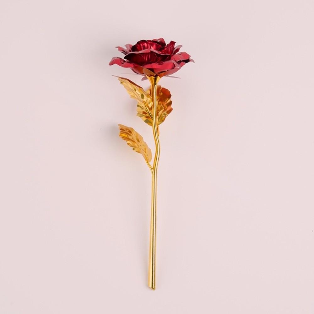 Romantic Gold Foil Rose Flower Foil Plated Long Stem Artificial Rose Flower Colorful Rose Flower Gift Box Birthday Present