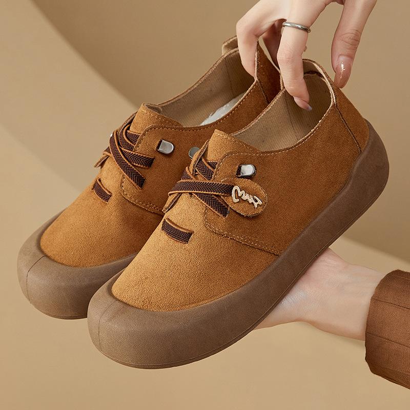 Women's Casual Chunky Platform Sneakers Lightweight Faux Suede Lace-Up Non-Slip Walking Shoes for Women Comfortable Work Office Loafers Dress Shoes