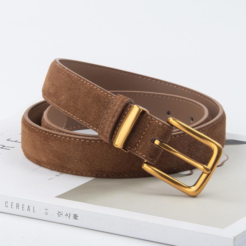24 Women'S Four Seasons Available New Sandalwood Suede Leather Belt, Cowhide Casual Pants, Denim Skirt Decoration, High-End Feel Belt