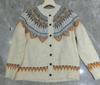 Women's 2026 Autumn/Winter Jacquard Knit Round Neck Snowflake Cardigan Sweater with Horn Buttons