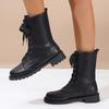 Fashion Autumn Fashion Boots Women's Fashion New Round Toe Front Lace-Up Platform Anti-Slip Wear-Resistant Mid-Tube Boots