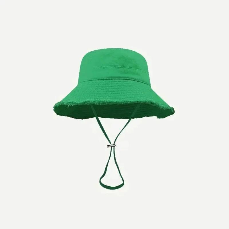 Fashion Fisherman Hats Foldable Bob Bucket Hat with Big Brim Sunscreen with Adjust Chin Rope Caps Beach Fishing Gorras Hat Women