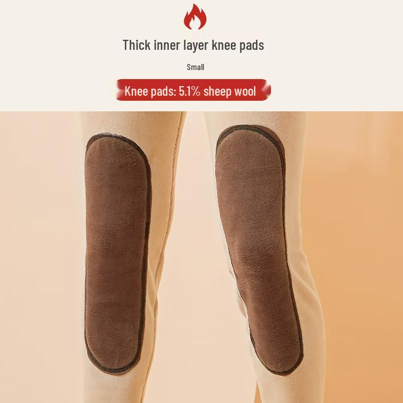 Langsha Men's Lambswool Fleece Lined Thermal Pants with Knee Support