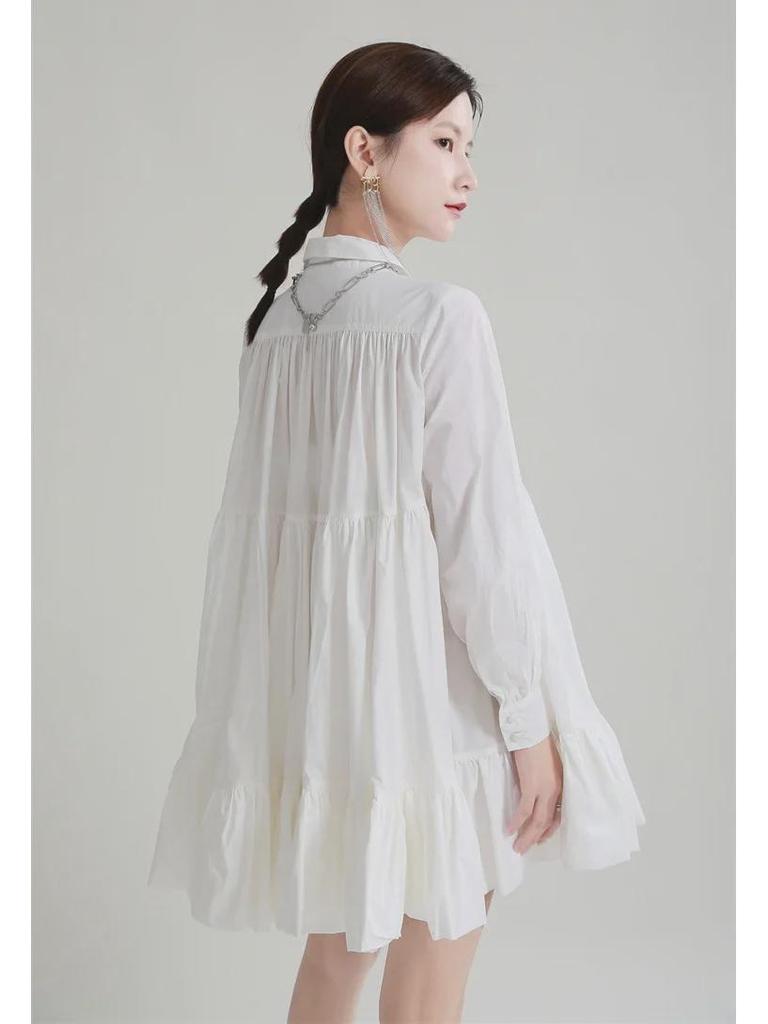 Zhongchuang Rizhen 2025 Women's A-Line High Waist Baby Doll Shirt Dress