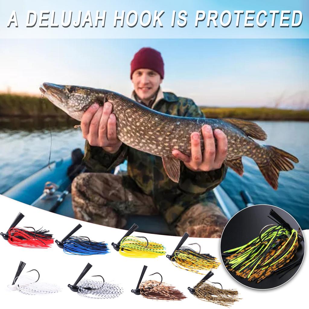 Fishing Jig Head with Weed Guard Bass Fishing Lure Soft Silicone Skirted Hook for Freshwater and Saltwater Angling Tackle