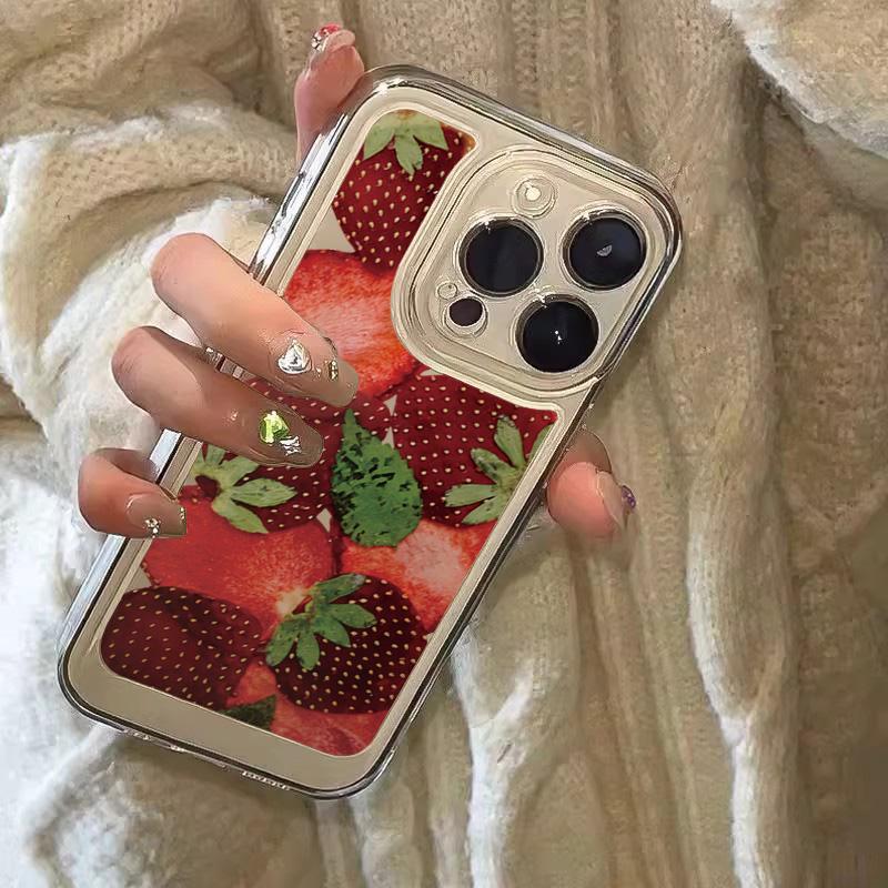 Korean Style Strawberry Clear Case for Samsung Galaxy S25Ultra Case A16 A15 A54 A55 A34 A53 A35 A32 S23 Plus S22 S21 S24FE Cover