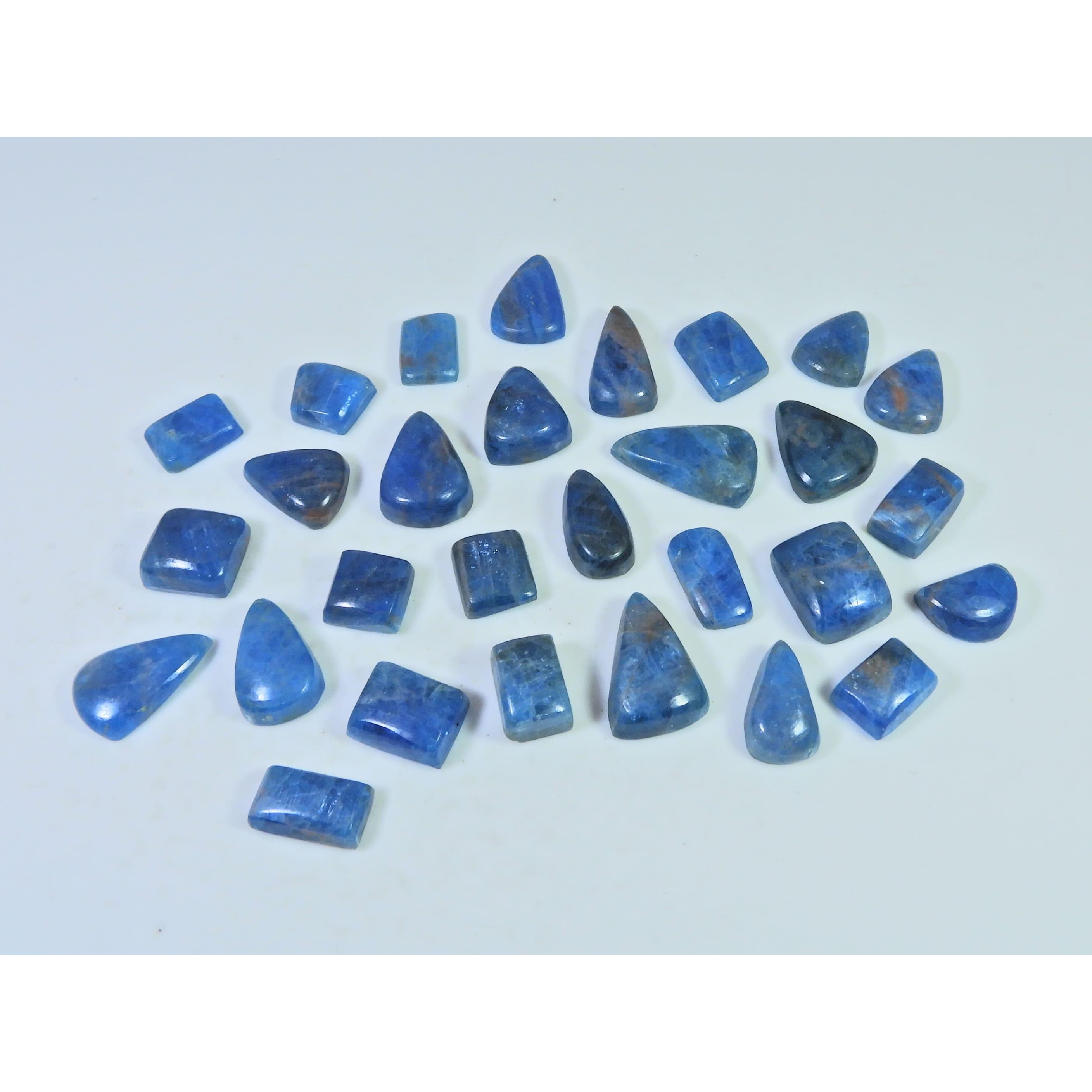 

283Cts. Natural Blue Apatite Mix Shape Cabochon Loose Gemstone 29Pcs Lot C-2029