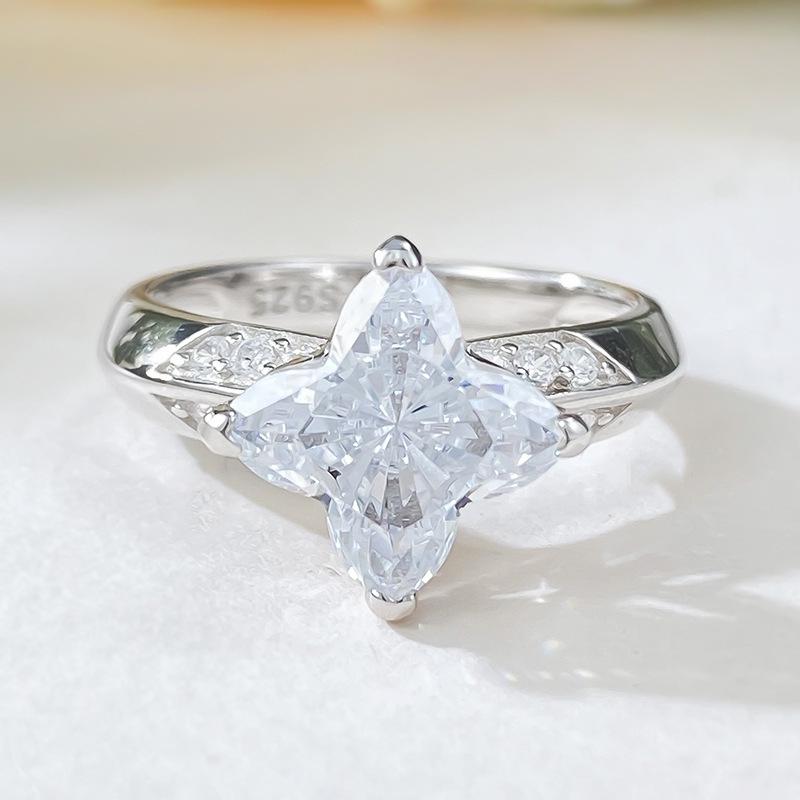

Longlongjin Women s S925 Silver Ring with Irregular High-Carbon Diamond Design Size 7