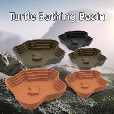Durable Plastic Turtle Water Basin Multi-size Stepped Design Reptile Bathtub Double-sided Use Frog Bathing Basin Reptile Habitat