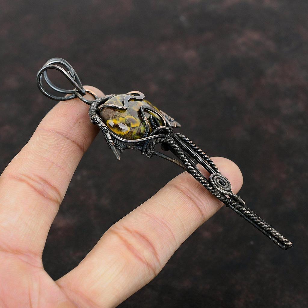 Fruit Jasper Pendant Copper Wire Wrapped Pendant Handmade Pendant Fruit Jasper Jewelry Gemstone Pendant Gift For Mom Copper Designer Jewelry